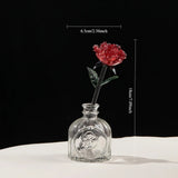 Qfdian  Glaze Rose Flower Eternal Flower Rose Desktop Glass Handicrafts Ornaments Simulation Glass Vase Flower Wedding Valentine's Gifts