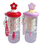 Qfdian  Cute Flower Tea Glasses With Straw Tumbler Glass Water Bottle For Girls Large Capacity Cold Coffee Juice Cups Drinking Utensils