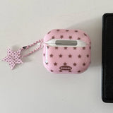 Qfdian Lovely Brown Star Wireless Bluetooth Earphone Case for Apple AirPods 1 2 3 4 Pro 2 Charge Box Shell With Pink Chain Pendant
