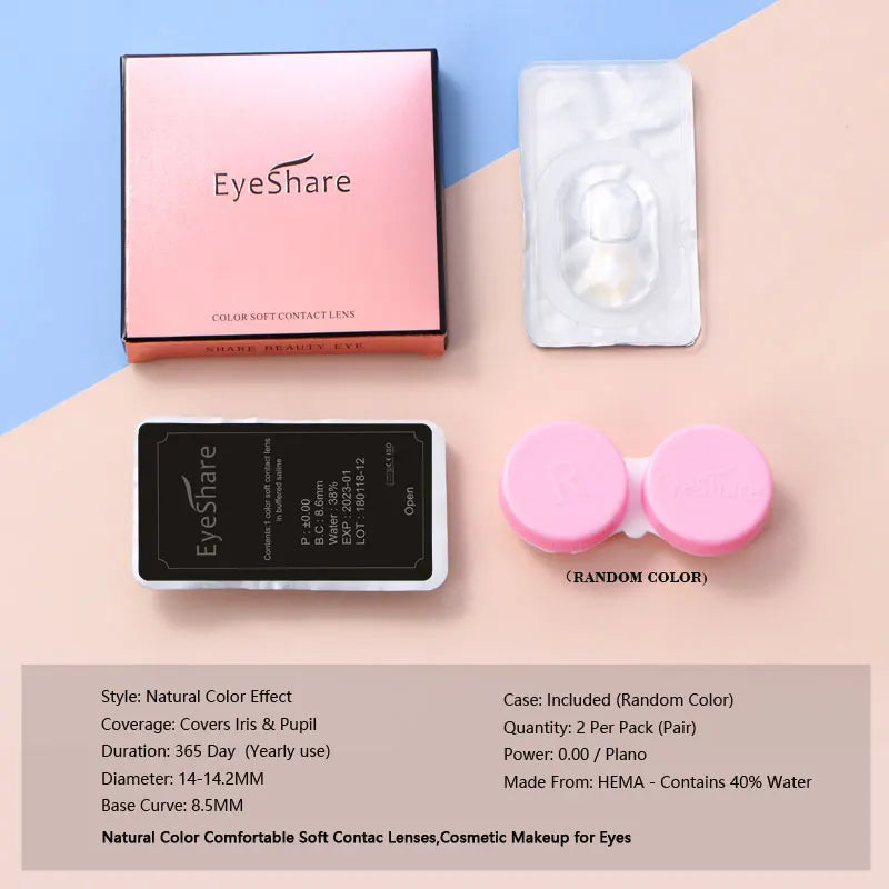 EYESHARE 1Pair Colorcon Colored Contact Lenses for Eyes Blue Lenses Green Eye Lenses Gray Lenses Natural Eye Lenses Brown Lenses