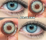 Qfdian 2Pcs Korea Colored Contact Lenses Prescription Myopia Degree -0.00 to-8.00 Blue Makeup Soft Lens Eye Beauty Pupil Lan Cat