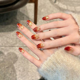 Qfdian 10Pcs Handmade Press on Nails French Short Ballet Fake Nails Colorful Edge Rhinestone Design Cute False Nail Full Cover Nail Tip