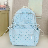 Qfdian Backpacks for Women Students Sweet Dot Chic Bow Schoolbags Y2k Aesthetic Casual Fashion Backpack Trendy Kawaii Girls School Bags