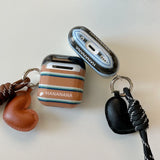 Qfdian Stripe Love Heart Lanyard For AirPods 4 2024 New Earphone Case For AirPods Pro 2 3nd Generation Wireless Bluetooth Charging Box
