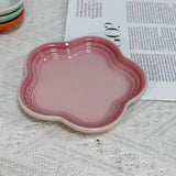 Qfdian Plum Blossom Small Plate 5.5Inches 14cm Rainbow Sauce Plate Flower Shaped Pet Gradual Spike Bone Plate Tableware Ceramic Dishs