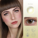 Qfdian 0~-6.00）Natural Colored Contact Lenses with Prescription Myopia Lenses with Degree Brown Lenses Gray Pupils Fast Shipping