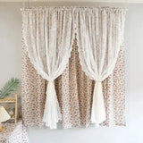 Qfdian  Curtains for Bedroom Living Dining Room Lace Pastoral Floral French Windows Door Luxury Country Style Simple