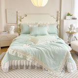 Large Lace Three-piece Summer Quilt with Air Conditioner Waxy Small Cotton Lace Chiffon Bed Cover Four-piece Summer Quilt