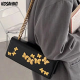 Qfdian Luxury Design Fashion Butterfly Chain Shoulder Bags Y2k Aesthetic Office Lady Chic Underarm Bag Women Elegant Purse and Handbags