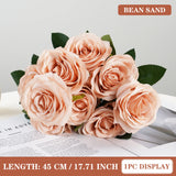 Qfdian  9 Heads Artificial Flower Silk Rose white Eucalyptus leaves Peony Bouquet Fake Flower for Wedding Table Party Vase Home Decor