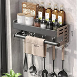 Qfdian Wall-Mounted Kitchen Spice Storage Rack Condiment Rack Multifunctional Household Utensil Rack Kitchen Hanging Organizers