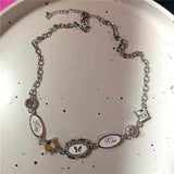 Qfdian  Y2K Cat Claw Star Heart Pendant Plush Leopard Bone Choker Charms Necklaces For Women Goth Aesthetic Accessories Grunge Jewelry