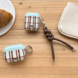 Qfdian Korea fashion cute plaid sweater pattern gloss cover soft shockproof protection case for airpods 1 2 3 4 pro 2 coque fundas