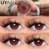 Qfdian  Contact Lens Makeup Red Lens Cosplay Colored Pupils Cosmetics Natual Black Lens Woman Pink Pupils Color Contacts Blue lens