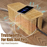 Qfdian  Cord Organizer Box Hand-woven Wire Storage Box Breathable Cable Hider Box Cord Hider Wire Box Desktop Data Line Plug Holders