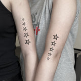 Qfdian  3pcs Waterproof Temporary Tattoo Sticker Black Blue Stars Geometric Cute Fun Pattern Body Art Arm Fake Tattoos Sleeve Women Men