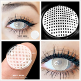 Qfdian Cosplay Contact Lenses 1Pair Colored Contact Lenses for Eyes Black Lenses White Eye Lenses Contact Lenses for Halloween