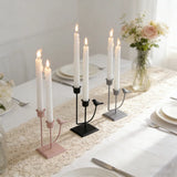 Qfdian  Bird Accent 2-Arm Metal Candle Holder Minimalist Candelabra for Wedding Reception Dining Table Romantic Home Decor Gift