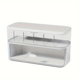 Qfdian  Double Layer Transparent Data Cable Organizer Boxes Home Office Desktop Charger Storage Box Double Layer Adjustable Compartment