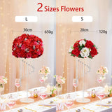 Qfdian  30CM Artificial Flower Table Centerpiece Wreath Party Wedding Backdrop Decor Road Lead Floral Ball Rose Hydrangea Gypsophila