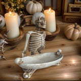Qfdian  Skeleton Resin Tray Gothic Home Decor Halloween Desktop Storage Dish Spooky Jewelry Organizer