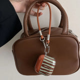 Qfdian  Retro Brown Green Irregular Stripe Earphone Case for AirPods 1 2 3 4 Pro 2 Cover  for AirPods Pro 3 With Hand Strap Lanyard