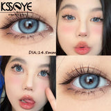 Qfdian 2PCS  Red Color Contact Lenses Large Diameter 14.5mm Myopia Degree Colored Lens Blue Beauty Pupil Makeup One Year Use