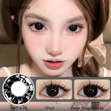 Qfdian 1 Pair Big Eyes Black Lenses 14.5MM Korean Natural Lenses Color Contact Lenses Eyes with Gray Beautiful Pupil Lentes