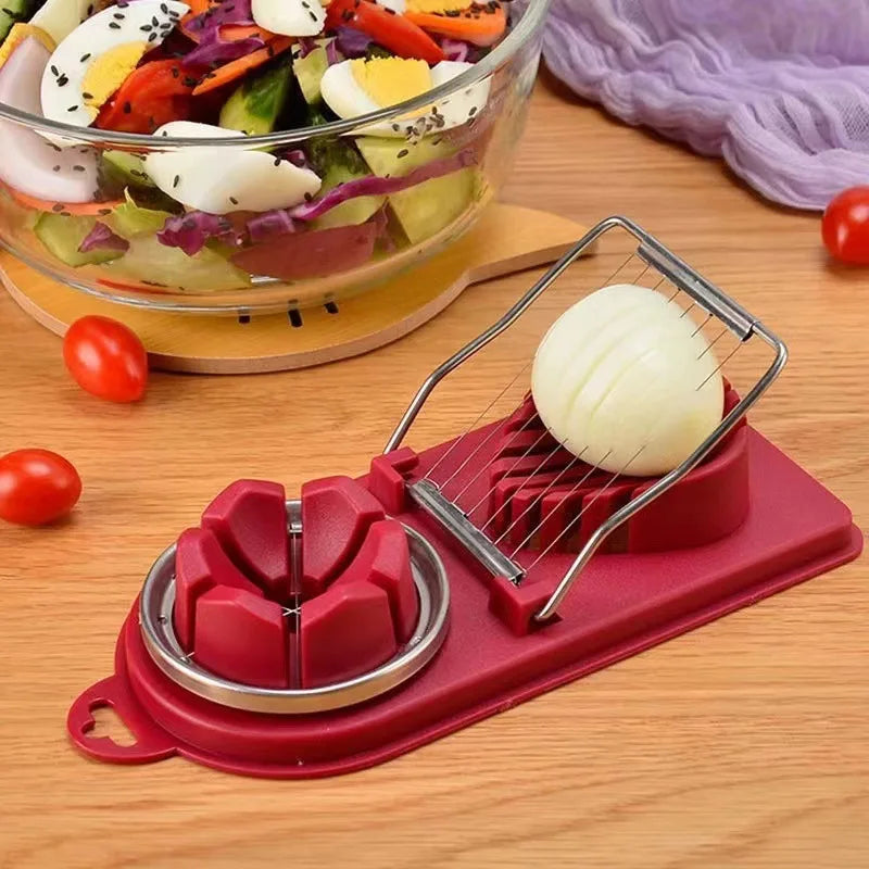 Qfdian Multifunctional Egg Cutter Stainless Steel Egg Slicer Sectioner Cutter Mold Flower-Shape Luncheon Meat Cutter Kitchen Gadgets