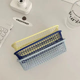 Qfdian  Desktop Ironwork Storage INS Metal Sundries Organizer Basket Pens Makeup Brushes Classification Basket Office Home Organization