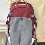 Qfdian  Outdoor Sports Contrast Color Drawstring Schoolbags Men Y2k Casual Travel Backpack High-capacity Backpacks for Women Students