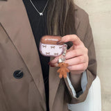 Qfdian  Pink Brown Bow Suitable For Airpods 4 Protective Case Airpods Pro 3 Generation Headphone Case Wireless Bluetooth Protective Case