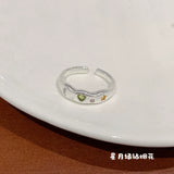 Qfdian Kpop Gothic Y2K Pink Crystal Heart Star Cute Cartoon Cat Metal Open Rings For Women 2025 Trendy Aesthetic Jewelry Accessories