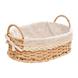 Qfdian Woven Storage Baskets Kitchen Organizer Handwoven with Handles Cosmetic Box for Breakfast Fruit Bedroom Bathroom Home Decorative