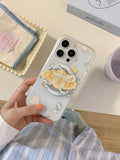 Qfdian INS bowkbot croissant stand holder magnetic phone case for iphone 15promax 13 14promax 15pro 12 15 pro max 14 milk bread funda