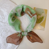 Qfdian  Printed fresh and sweet childlike style small square scarf for women spring and autumn new neck scarf sun protection scarf