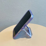 Qfdian Simple Candy Color Foldable Holder Stand Case For iPhone 16 Pro Max 15 14 13 12 11 Clear Shockproof TPU Back Cover