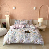 Qfdian 1000TC Egyptian Cotton Flowers Plant Prints Bedding Set Single Double Queen King Size Duvet cover Set Bed Sheet Pillowcases 4Pcs
