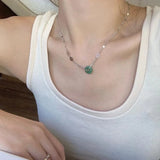 Qfdian  Kpop Vintage Goth Punk Heart Pendant Chain Pearl Metal Necklace For Women Collares Aesthetic Grunge EMO Jewelry Y2K Accessories