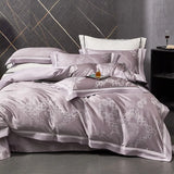 Qfdian 4Pcs High Precision Damask Jacquard Egyptian Cotton Soft Silky Bedding Set Duvet Cover Set Bed Sheet/Fitted Sheet Pillowcases