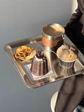 Qfdian Luxury Square Stainless Steel Serving Tray,Coffee Tray,Desserts – Elegant Serving Platters for Café, Restaurant Bathroom Tray