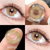 Qfdian  1 Pair Colored Contact Lenses for Eyes Natural Brown Gray Eye Contacts Yearly Cosmetics Pupils Blue Lens Green Contacts