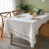 Qfdian Luxury Lace Tablecloth Rectangular for Living Room Bedroom Tea Cover Table Cover Bridal Baby Shower Embroider Wedding Decoration
