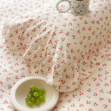 Qfdian Ins Girl Bedding Set Heart Cherry Duvet Set With Double Layer Yann Pink Four PIECE Set Simple Washing Cotton Bed Sheet Bed Sheet