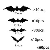 Qfdian  Halloween Bats Decorations,3D Pvc Bat on The Wall,Black Bats Wall Stickers,Halloween Scary Props Party Supplies DIY Decoration