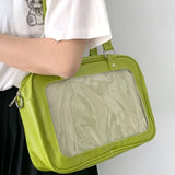 Qfdian  Japanese Preppy All Match Shoulder Bag Girls Transparent Patchwork Handbags Women Y2k Aesthetic Simple Cute Crossbody Ita Bags