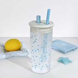 Qfdian  Cute Starry Straw Cup With Lid Transparent Plastic Tritan Water Bottle BPA Free Simple Heat-resistant Drinkware For Girl School
