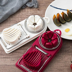 Qfdian Multifunctional Egg Cutter Stainless Steel Egg Slicer Sectioner Cutter Mold Flower-Shape Luncheon Meat Cutter Kitchen Gadgets