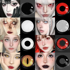 Qfdian 1pair Vampire Cosplay Contact Lenses for Eyes Anime Role Playing Contact Lens Cosmetic Colorful Multicolored Eye Pupil