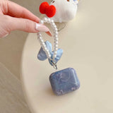 Qfdian INS Korea Bow Knot Pearl Pendant Chain Earphone Case For Airpods Pro3 1 2 3 4 Cover Soft For Air Pods Pro Pro2nd Fundas